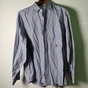 Tommy Hilfiger Signature Blue & White Striped Button Down Shirt Sz 17/36